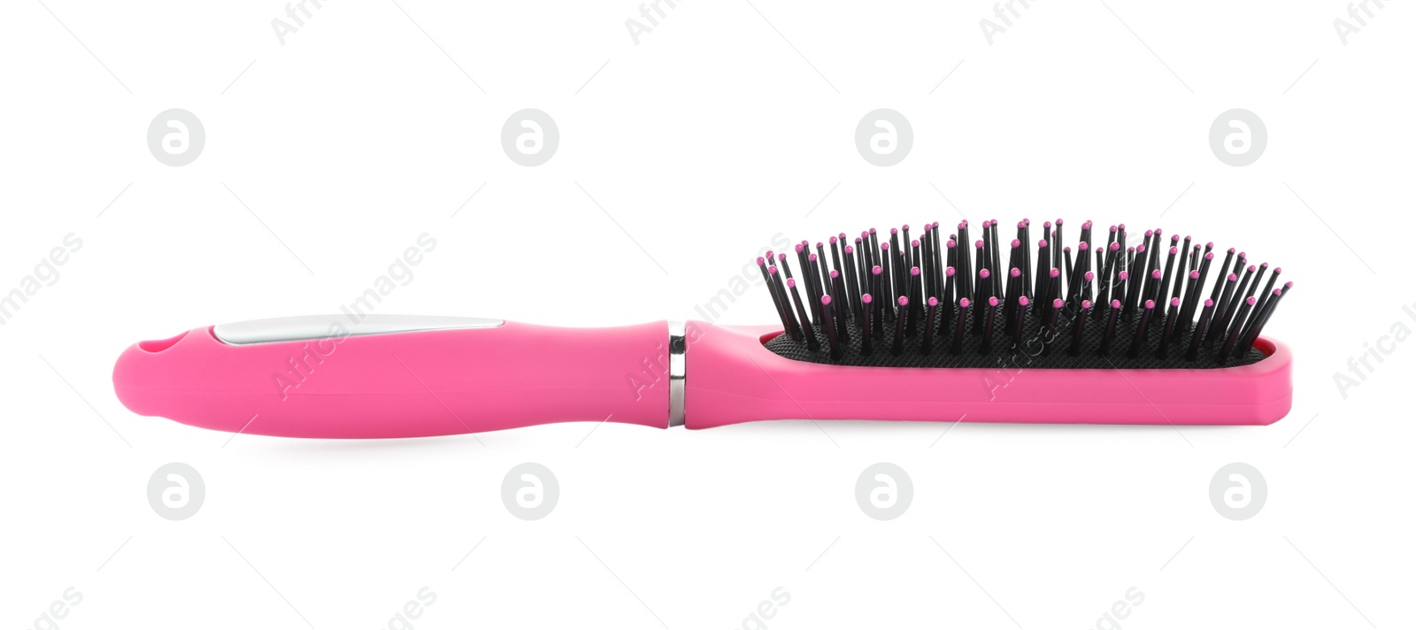 Photo of New modern hair brush isolated on white