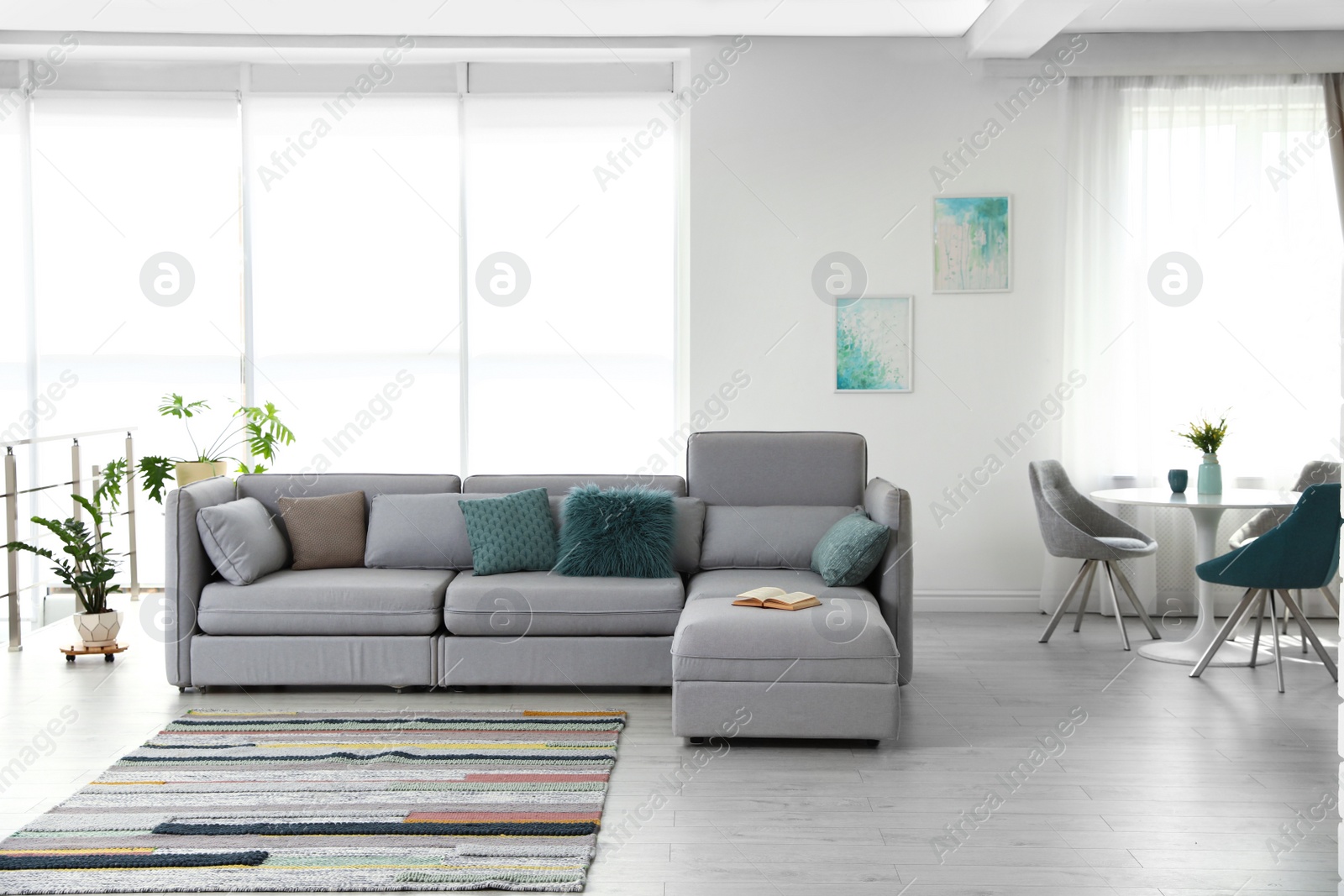 Photo of Modern living room interior with comfortable sofa