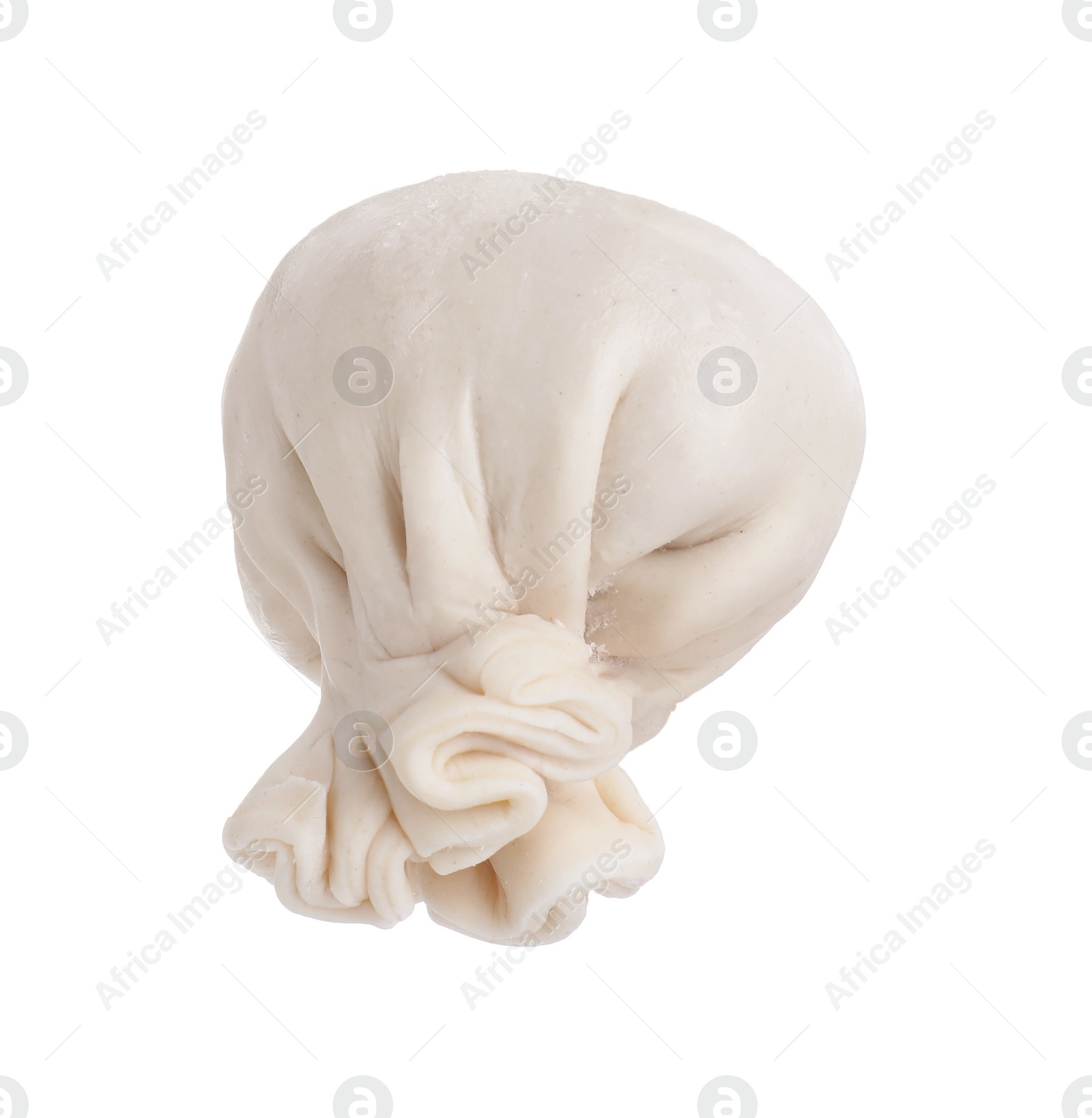 Photo of Uncooked khinkali (dumpling) isolated on white. Georgian cuisine