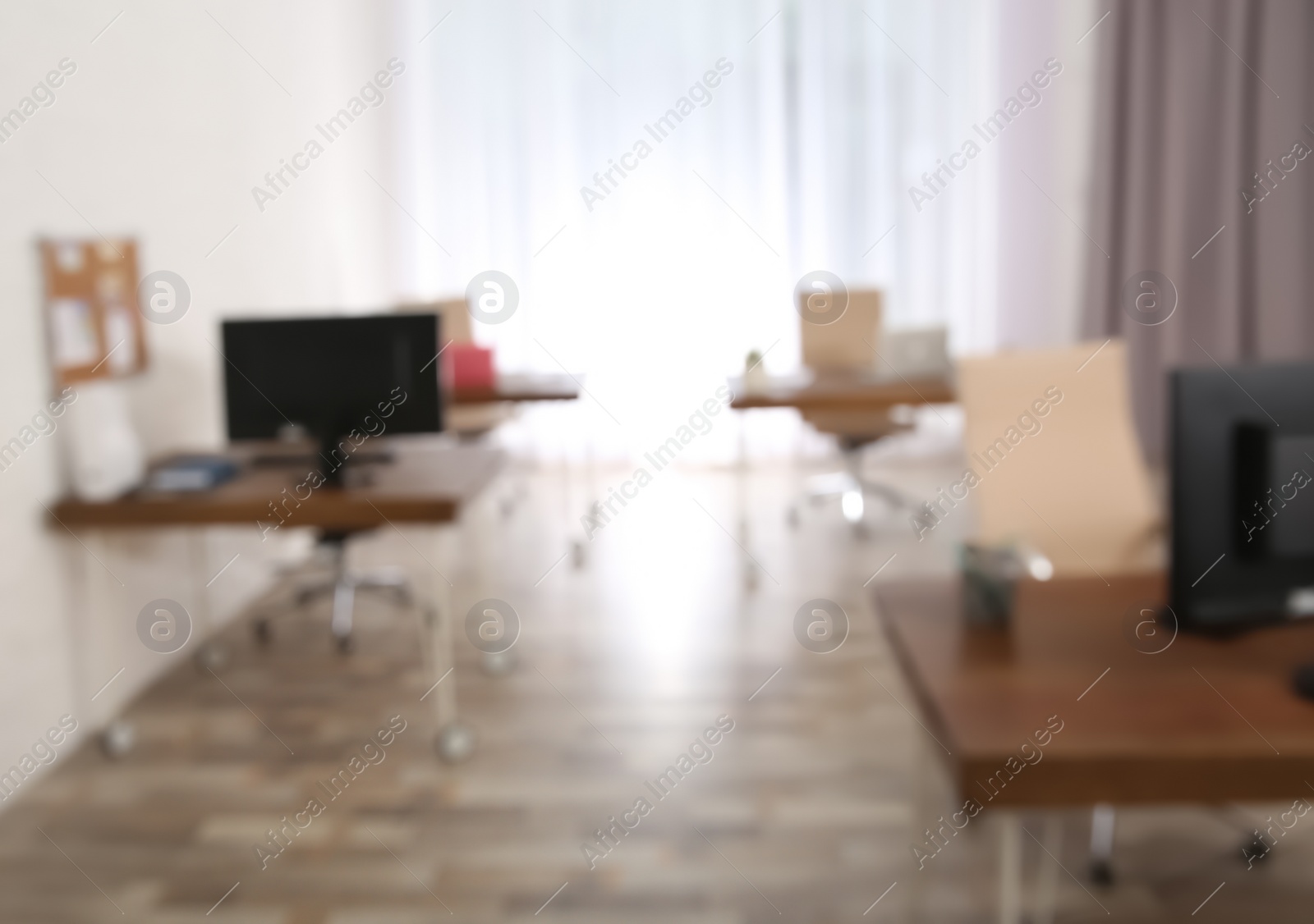 Photo of Modern brightly lit office with bokeh effect