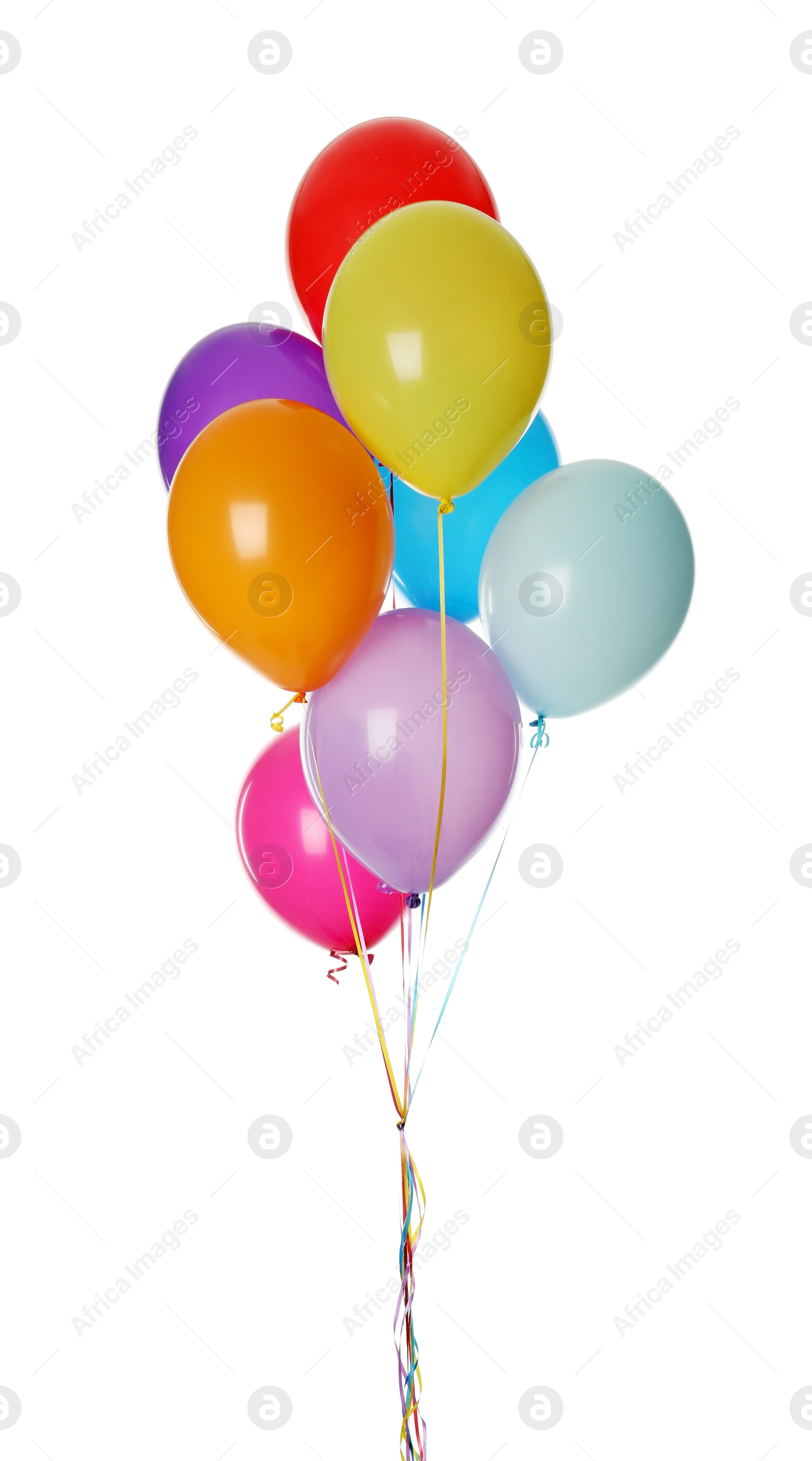 Photo of Bunch of colorful balloons on white background