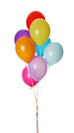 Photo of Bunch of colorful balloons on white background