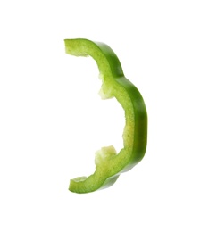 Photo of Slice of fresh green bell pepper on white background