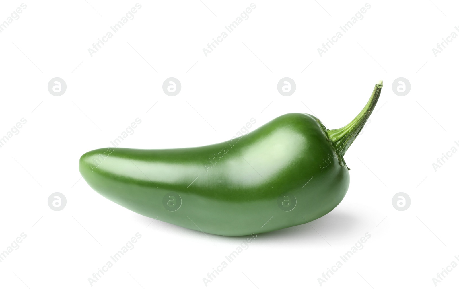 Photo of Ripe green hot chili pepper on white background