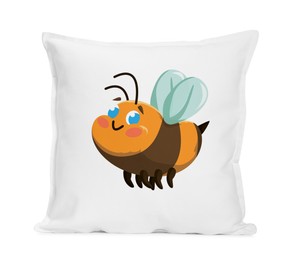 Soft pillow with cute print isolated on white