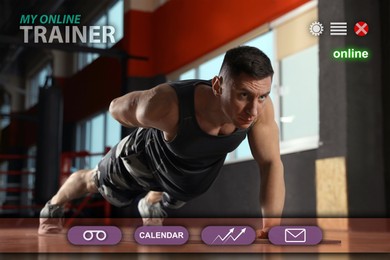 Personal trainer online. Website or application interface with coach