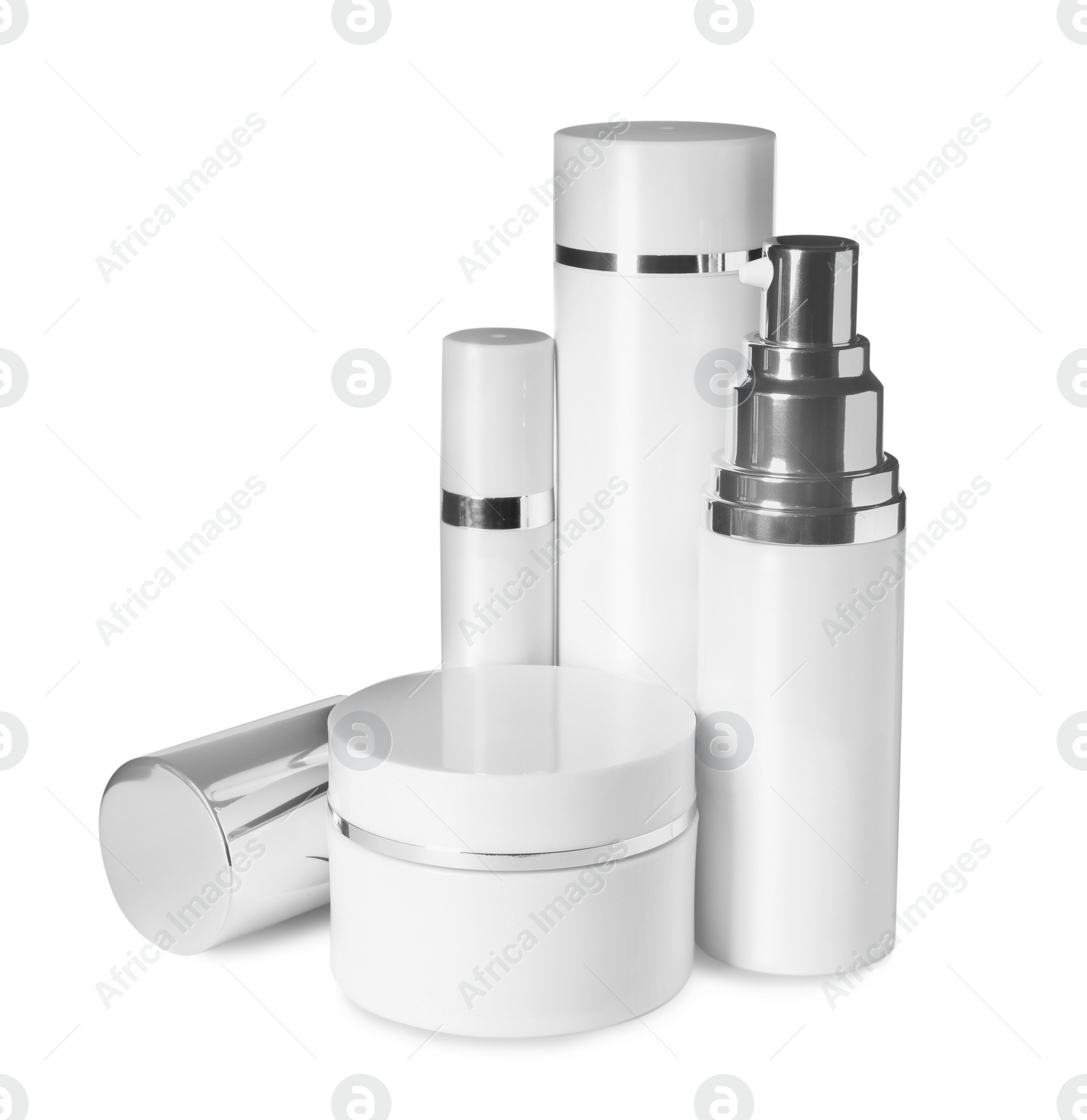 Photo of Set of luxury cosmetic products isolated on white