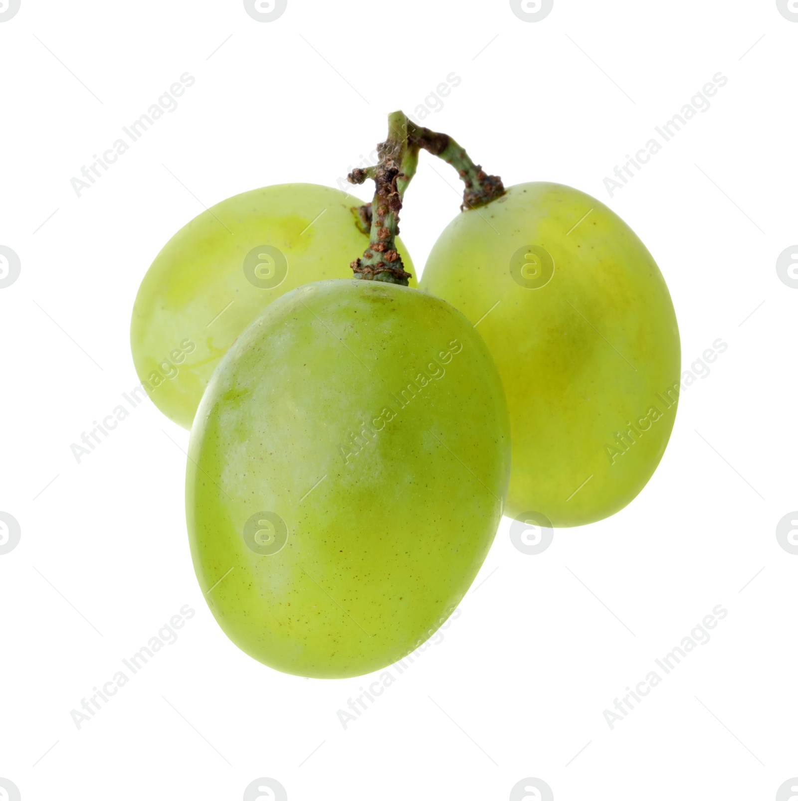 Photo of Delicious ripe green grapes isolated on white