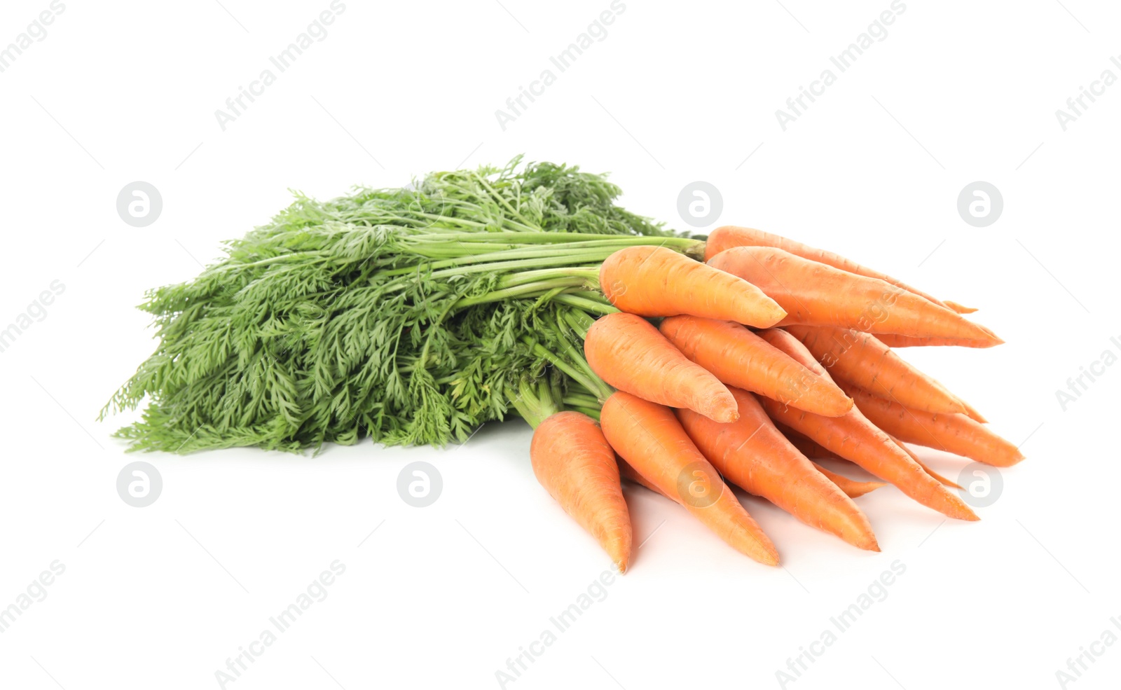 Photo of Bunch of fresh ripe carrots isolated on white