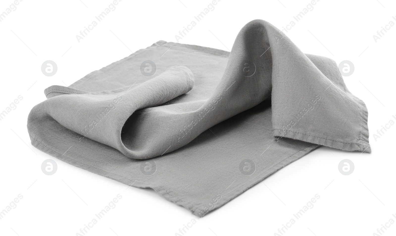 Photo of One grey kitchen napkin isolated on white