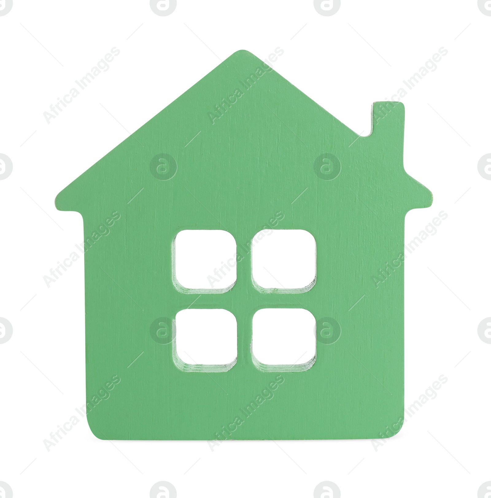 Photo of Light green house model isolated on white. Saving money concept