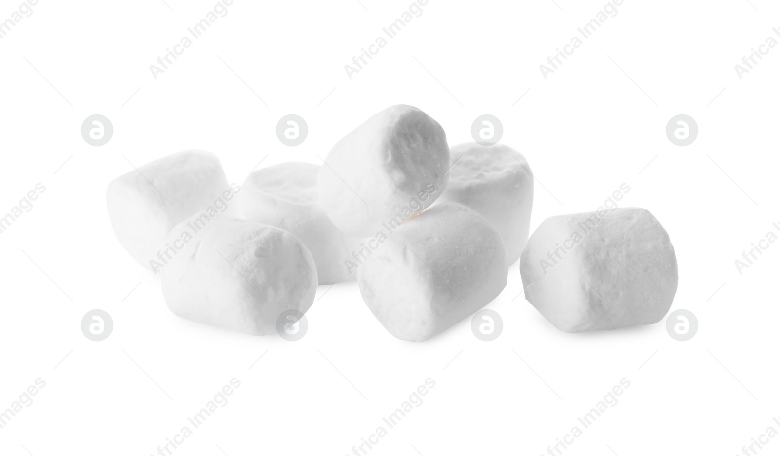 Photo of Pile of sweet puffy marshmallows isolated on white