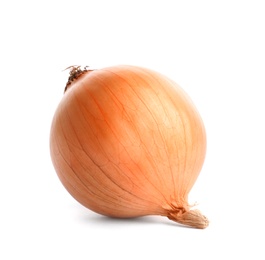 Photo of Fresh ripe onion bulb on white background