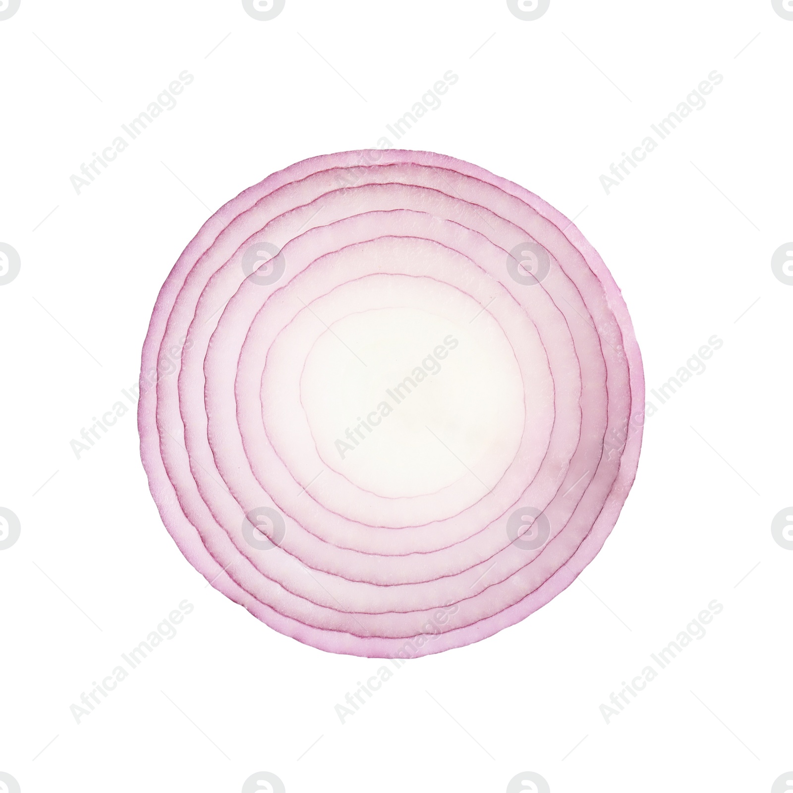 Photo of Slice of fresh red onion on white background