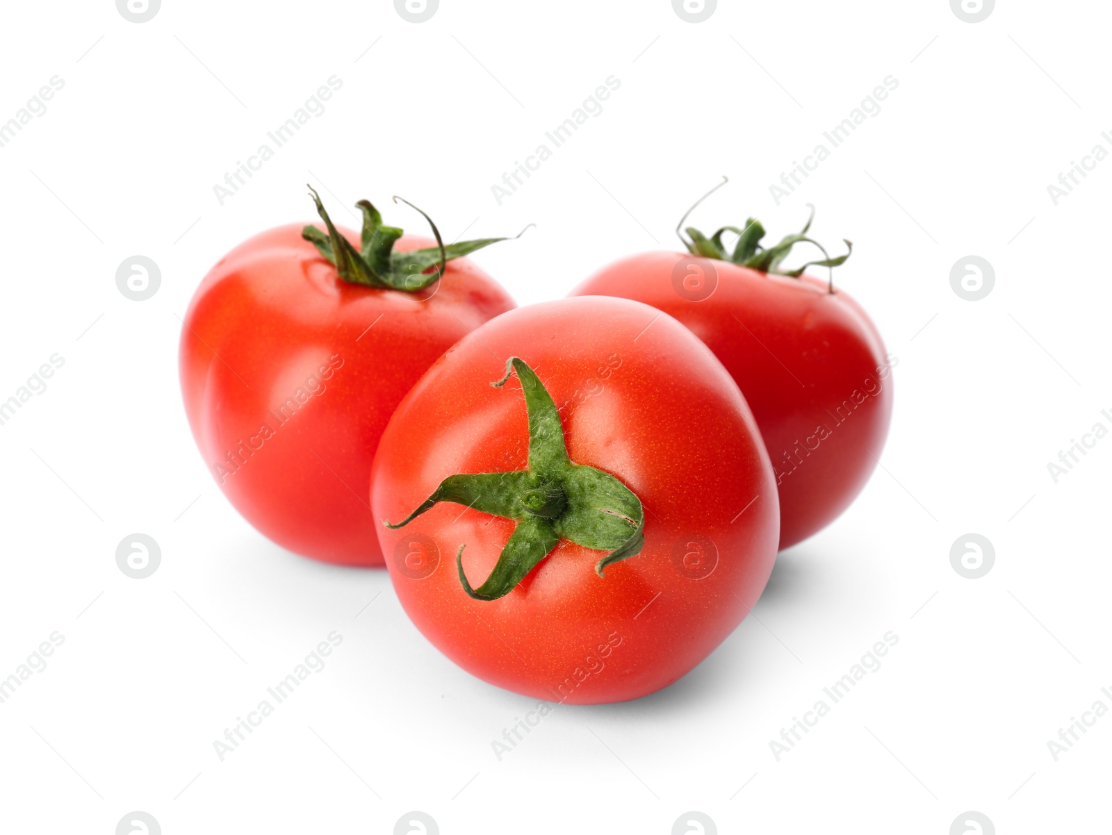 Photo of Fresh ripe red tomatoes on white background