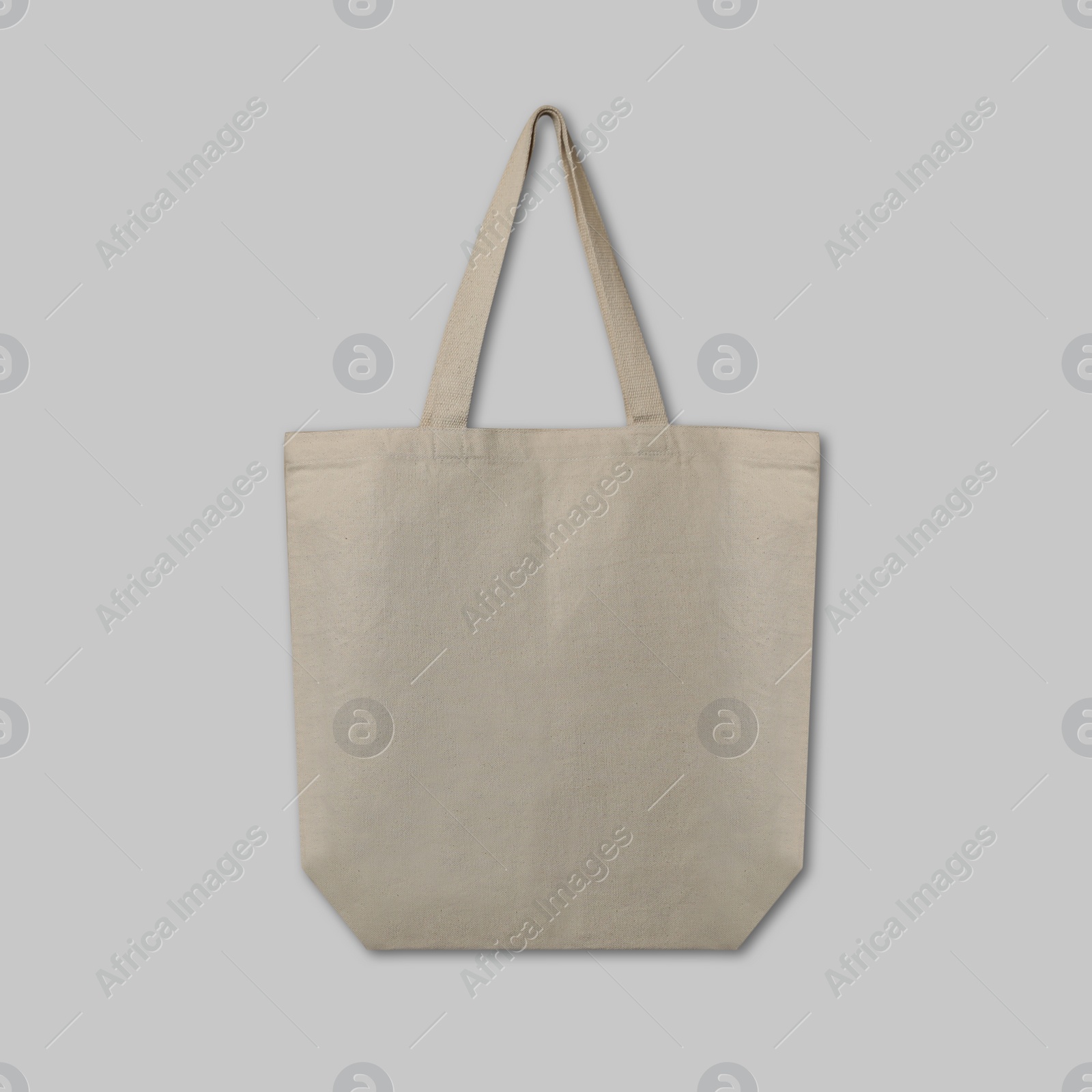 Image of Textile eco bag on light grey background. Mock up for design