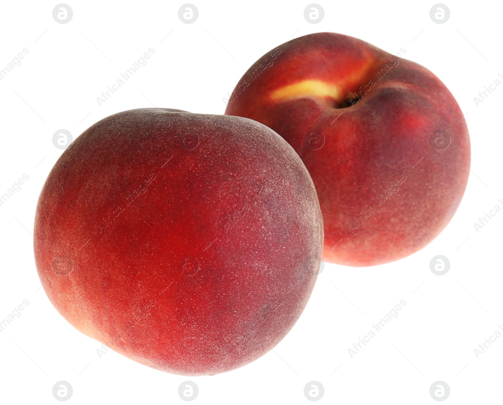Photo of Delicious ripe juicy peaches isolated on white