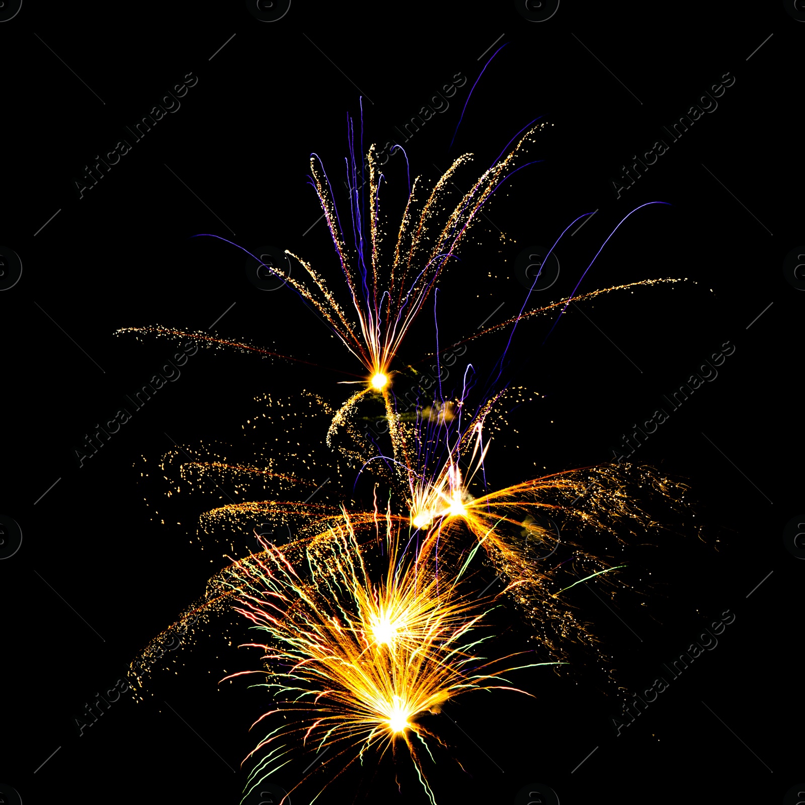 Image of Beautiful bright fireworks lighting up night sky