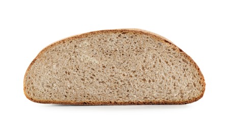 Photo of Half of freshly baked sourdough bread isolated on white