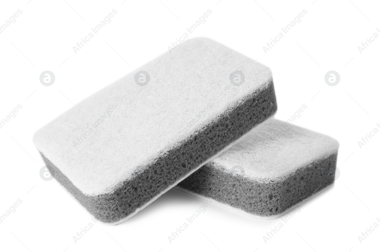 Photo of Cleaning sponges for dish washing on white background