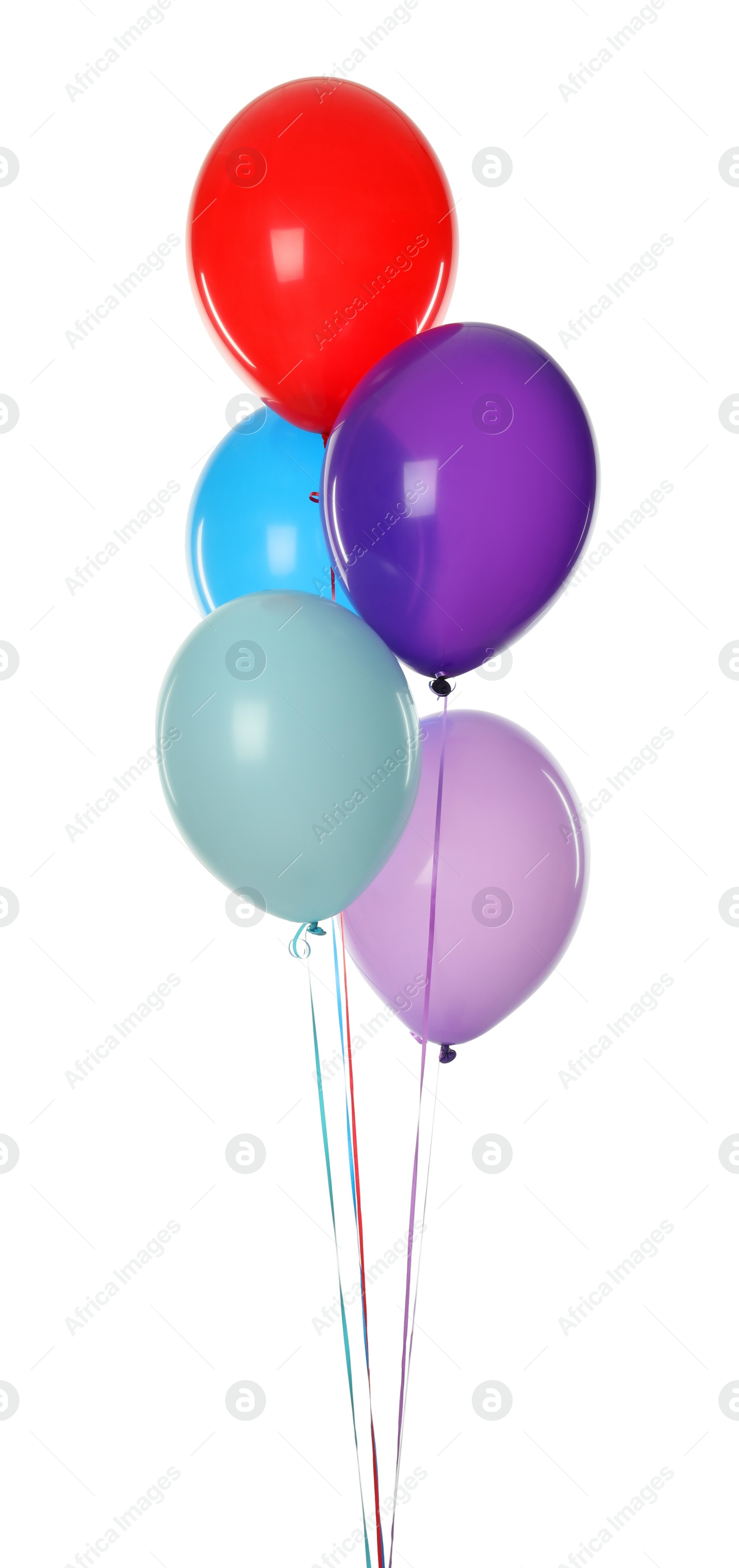 Photo of Bunch of colorful balloons on white background