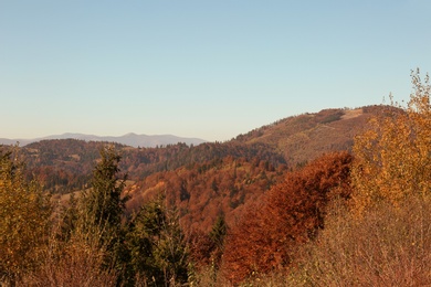 Photo of Beautiful mountain landscape with blue sky on sunny day