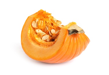 Piece of ripe orange pumpkin isolated on white