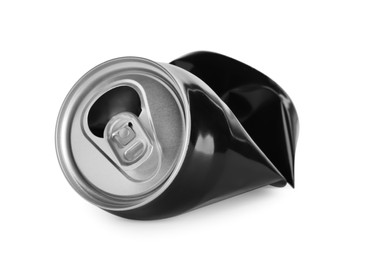 Black crumpled can with ring isolated on white