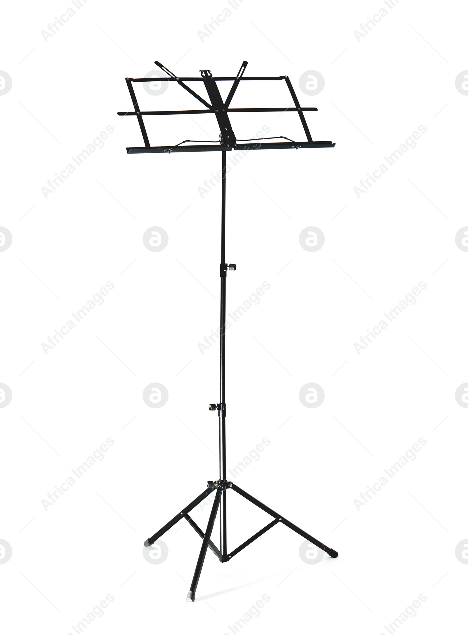 Photo of Empty music note stand on white background