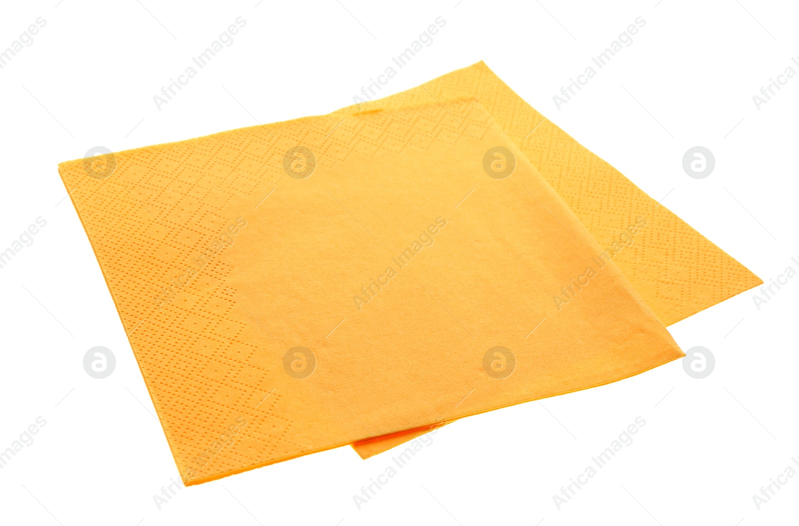Photo of Yellow clean paper tissues on white background