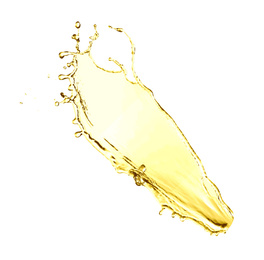 Image of Splash of natural cooking oil on white background