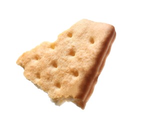 Piece of tasty cracker isolated on white
