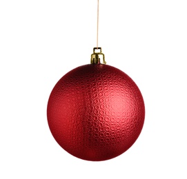 Photo of Beautiful red Christmas ball isolated on white