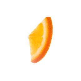 Photo of Slice of ripe orange isolated on white
