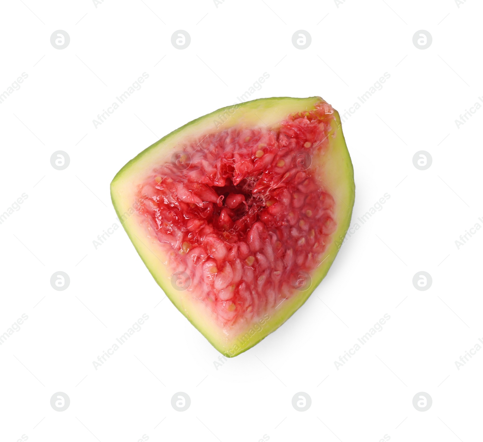 Piece of fresh green fig isolated on white, top view Photo of Piece of fresh green fig isolated on white, top view