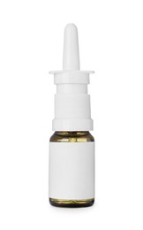 Photo of Bottle of nasal spray isolated on white