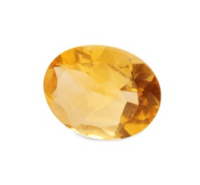 Photo of Beautiful yellow gemstone for jewelry isolated on white