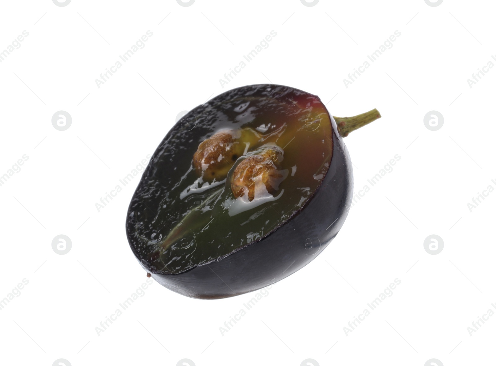 Half of dark blue grape isolated on white Photo of Half of dark blue grape isolated on white