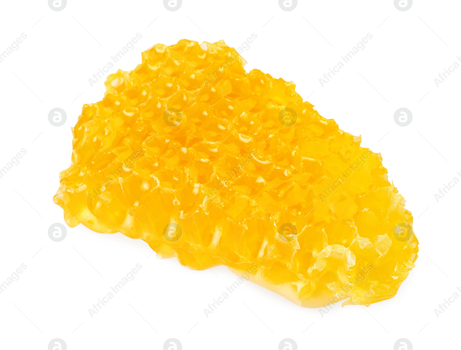 Photo of Piece of natural honeycomb with tasty honey isolated on white