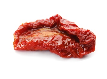 Photo of Tasty sun dried tomato on white background