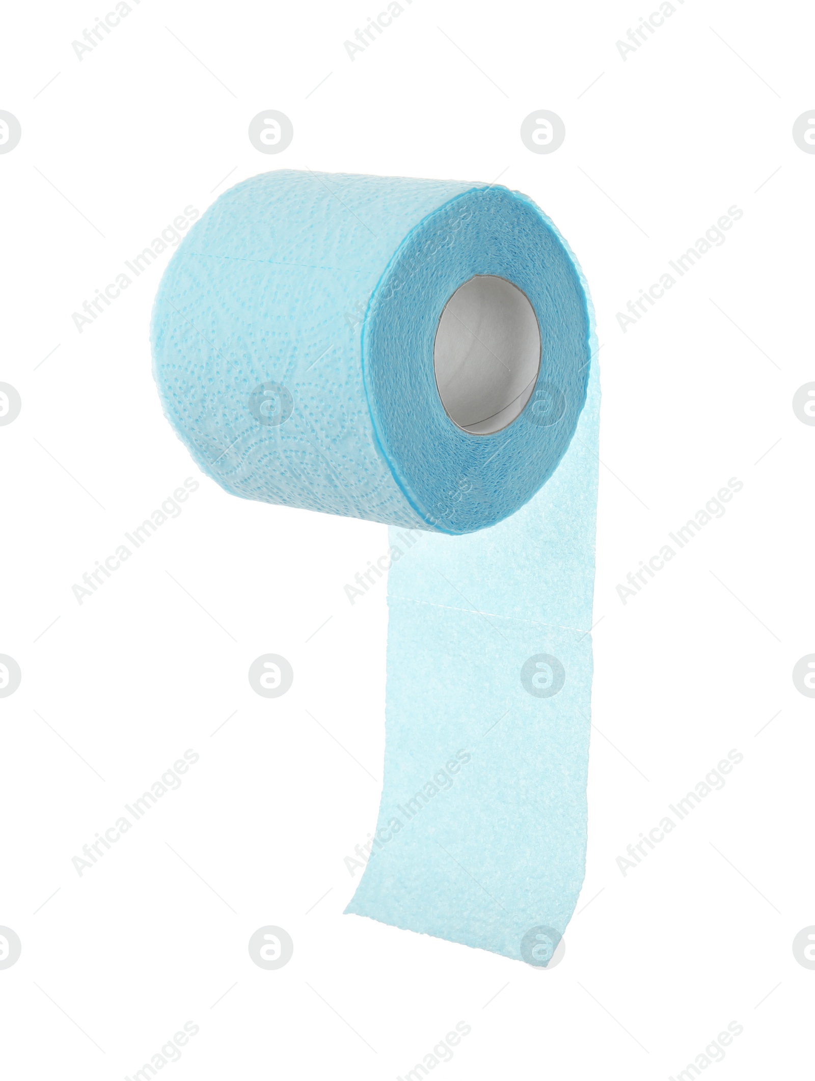 Photo of Toilet paper roll on white background. Personal hygiene