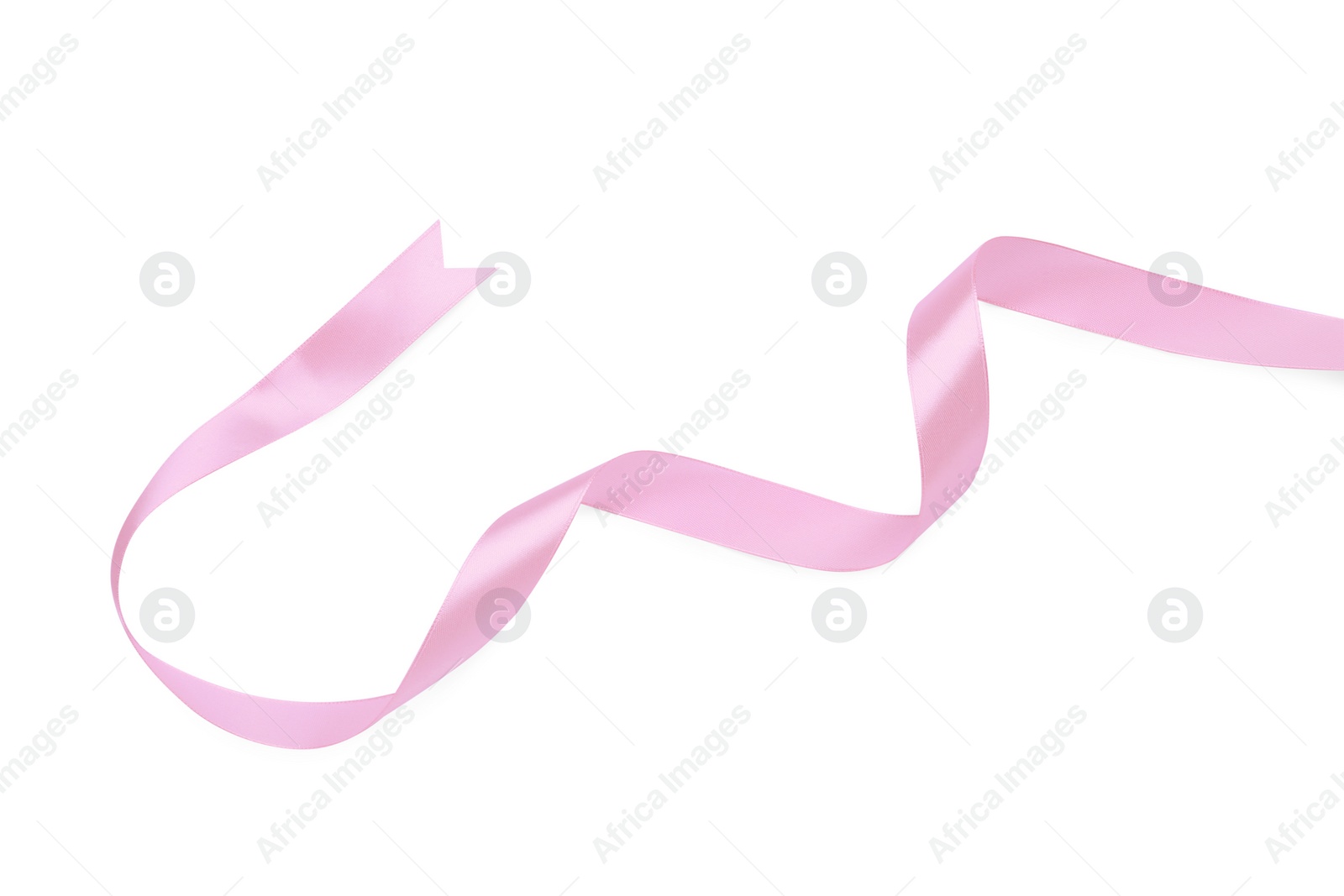 Beautiful ribbon isolated on white, top view Photo of Beautiful ribbon isolated on white, top view