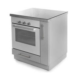 Photo of Modern electric oven on white background. Kitchen appliance
