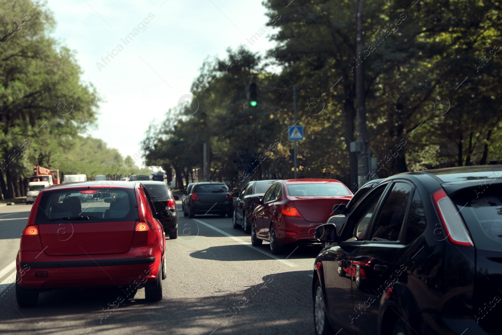 Photo of Cars in traffic jam on city street