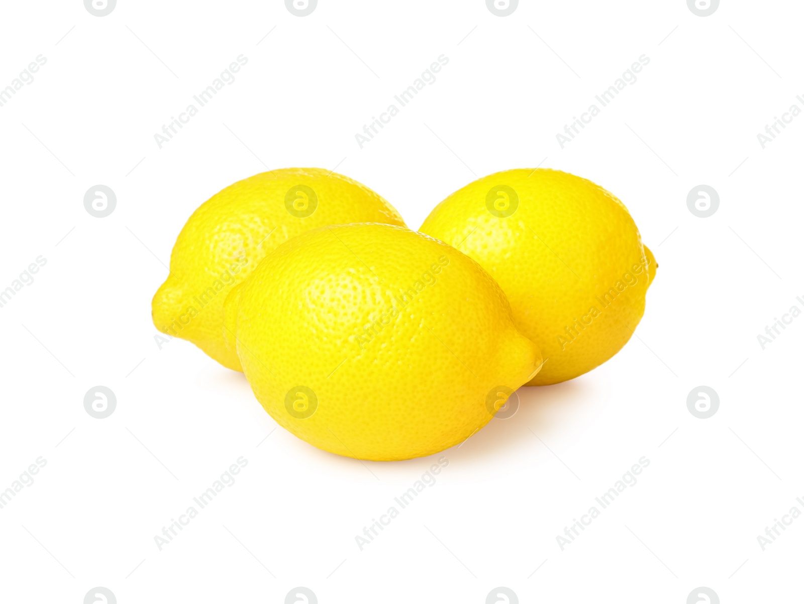 Photo of Three fresh ripe lemons isolated on white