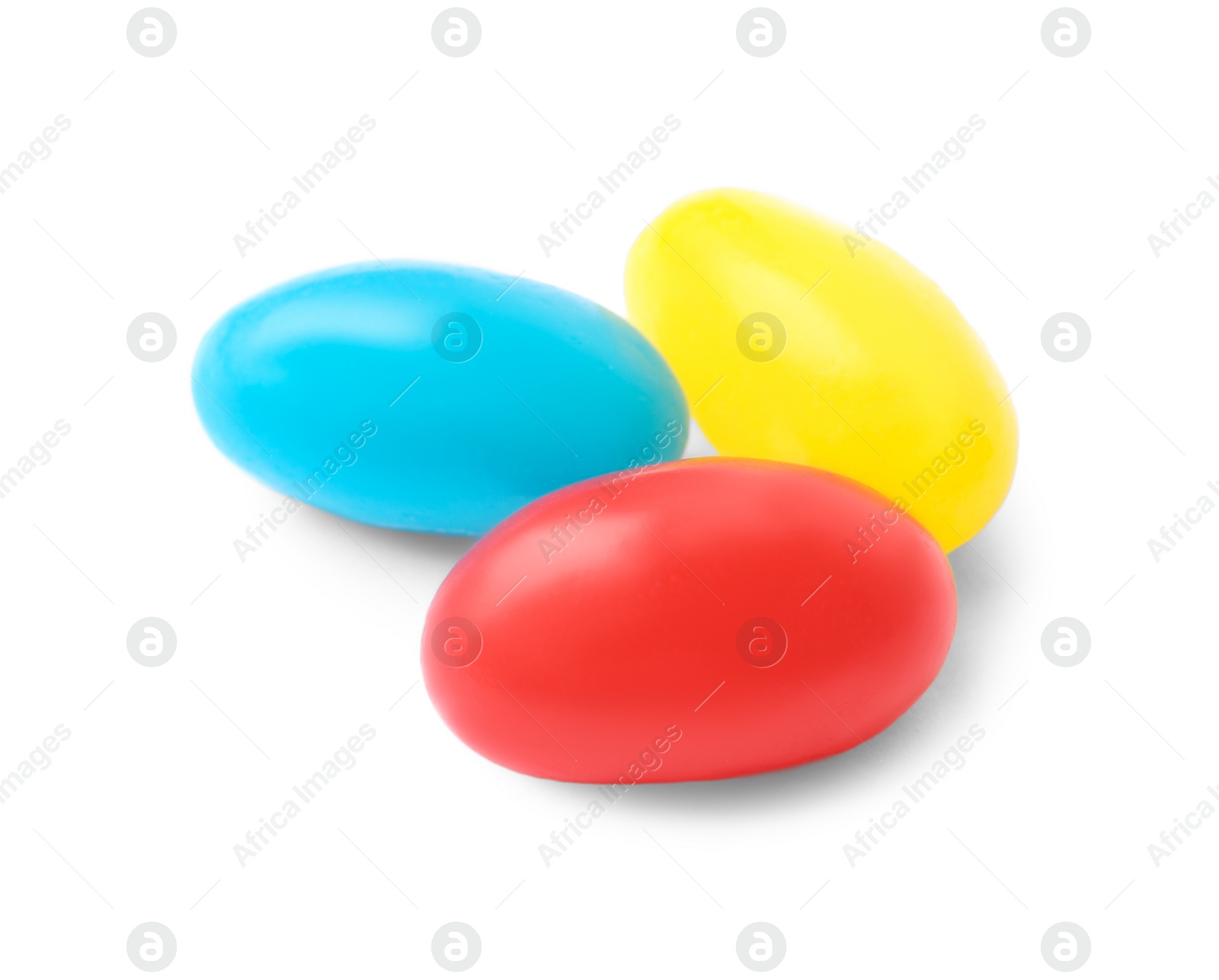 Photo of Tasty bright jelly beans isolated on white