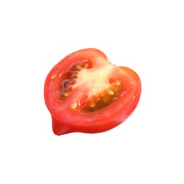 Half of ripe red tomato on white background