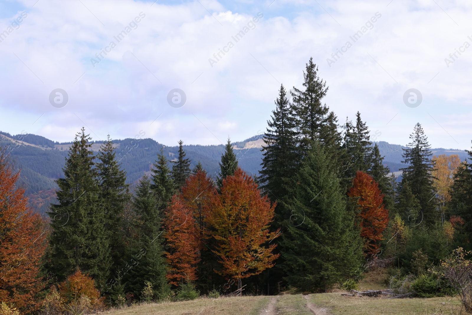 Photo of Picturesque view of sky over mountains in autumn