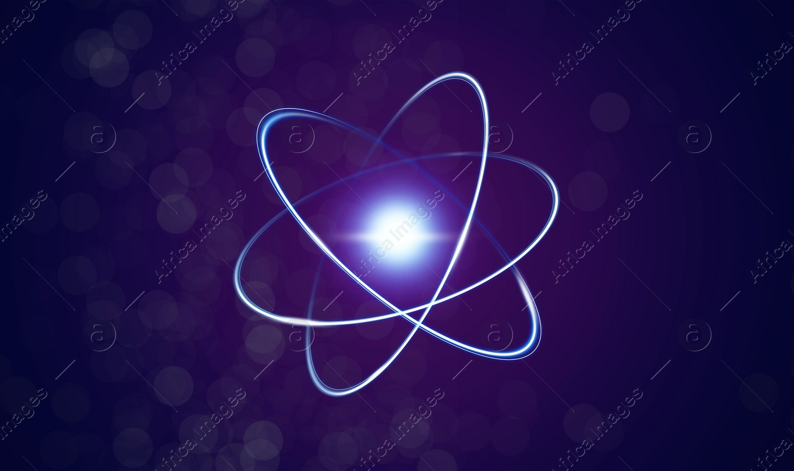 Illustration of Virtual model of atom on dark background. Illustration