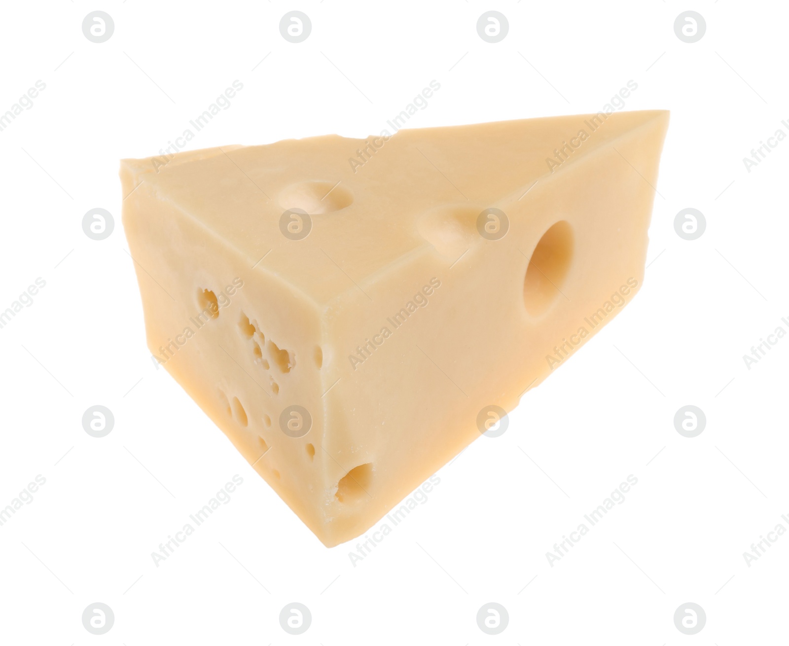 Photo of Piece of tasty cheese isolated on white